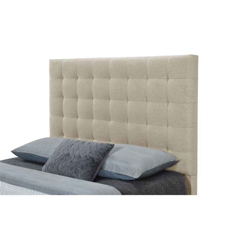 Pemberly Row Full/Queen Tufted Upholstered Fabric Headboard in Beige