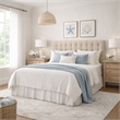 Pemberly Row Full/Queen Tufted Upholstered Fabric Headboard in Beige