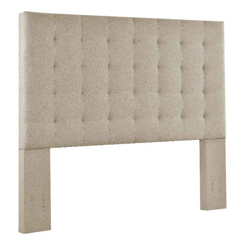 Pemberly Row Full/Queen Tufted Upholstered Fabric Headboard in Beige