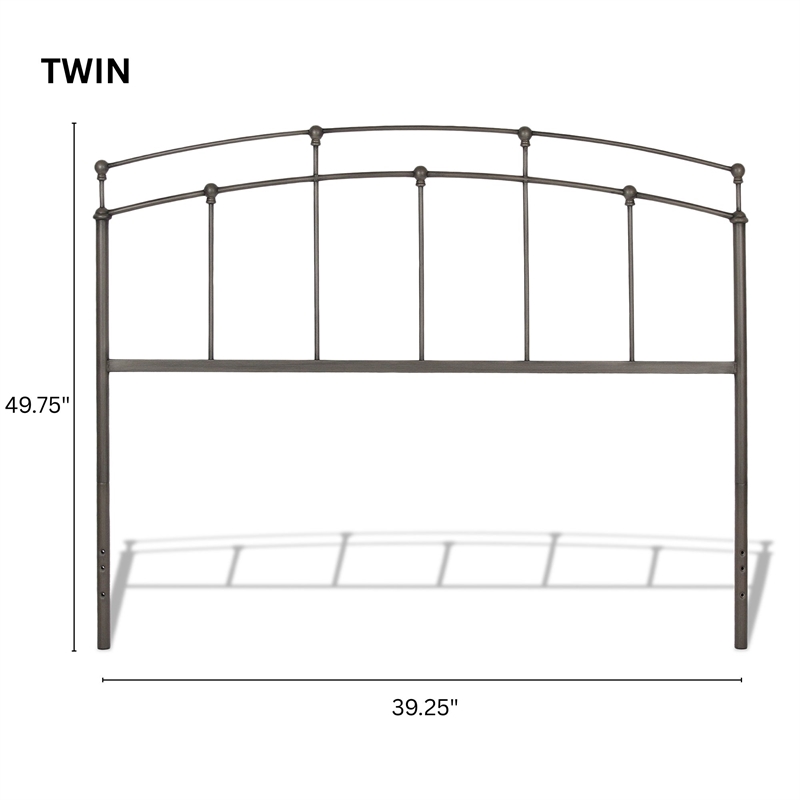Pemberly Row Twin Size Metal Headboard in Rich Black Walnut Finish