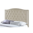 Pemberly Row Full/Queen Upholstered Nailhead Trim Headboard in Beige