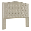 Pemberly Row Full/Queen Upholstered Nailhead Trim Headboard in Beige