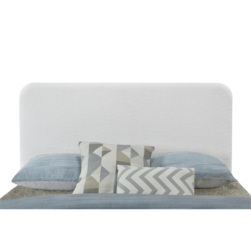 Pemberly Row Full/Queen Upholstered Headboard in White Boucle Fabric
