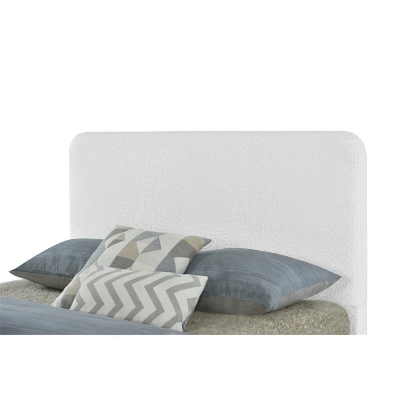 Pemberly Row Full/Queen Upholstered Headboard in White Boucle Fabric
