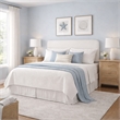 Pemberly Row Full/Queen Upholstered Headboard in White Boucle Fabric