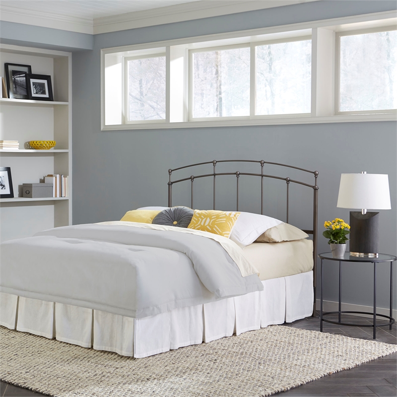 Pemberly Row Queen Size Metal Headboard in Rich Black Walnut Finish