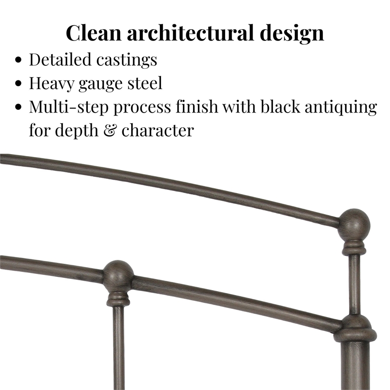 Pemberly Row Queen Size Metal Headboard in Rich Black Walnut Finish
