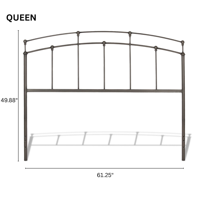 Pemberly Row Queen Size Metal Headboard in Rich Black Walnut Finish