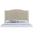 Pemberly Row King Size Upholstered Nailhead Trim Headboard in Beige