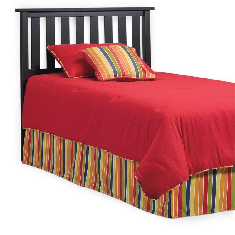 Pemberly Row Twin Size Slatted Solid Hardwood Headboard in Black