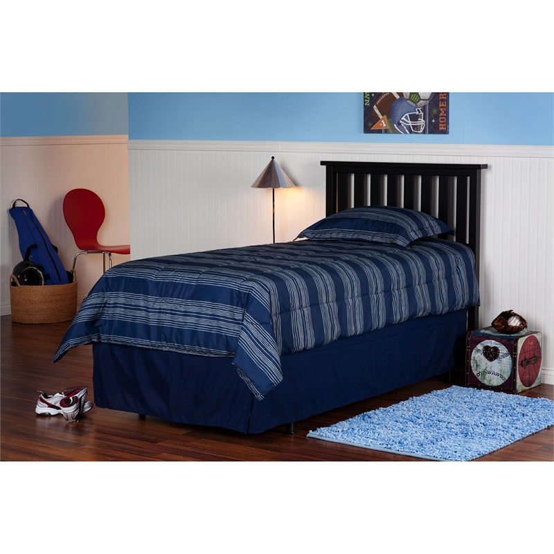 Pemberly Row Twin Size Slatted Solid Hardwood Headboard in Black