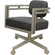 Pemberly Row Beige Swivel Dining Caster Chair in Northwest Elk Gray Fabric