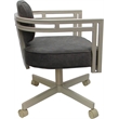 Pemberly Row Beige Swivel Dining Caster Chair in Northwest Elk Gray Fabric