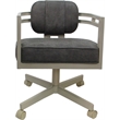 Pemberly Row Beige Swivel Dining Caster Chair in Northwest Elk Gray Fabric