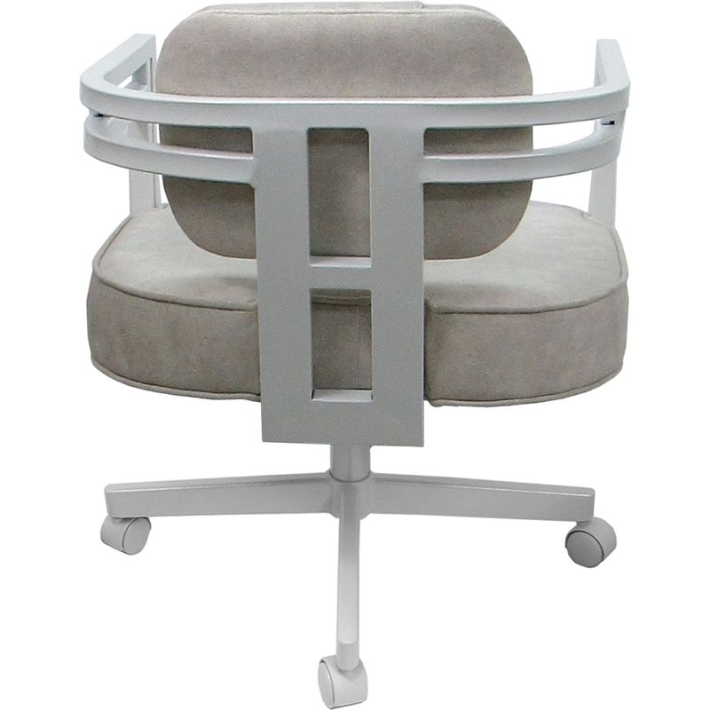 Pemberly Row White Swivel Caster Chair in Outlier Stucco Cream Fabric