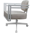 Pemberly Row White Swivel Caster Chair in Outlier Stucco Cream Fabric