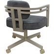 Pemberly Row Beige Swivel Dining Caster Chair in Outlier Charcoal Fabric