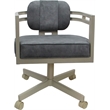 Pemberly Row Beige Swivel Dining Caster Chair in Outlier Charcoal Fabric