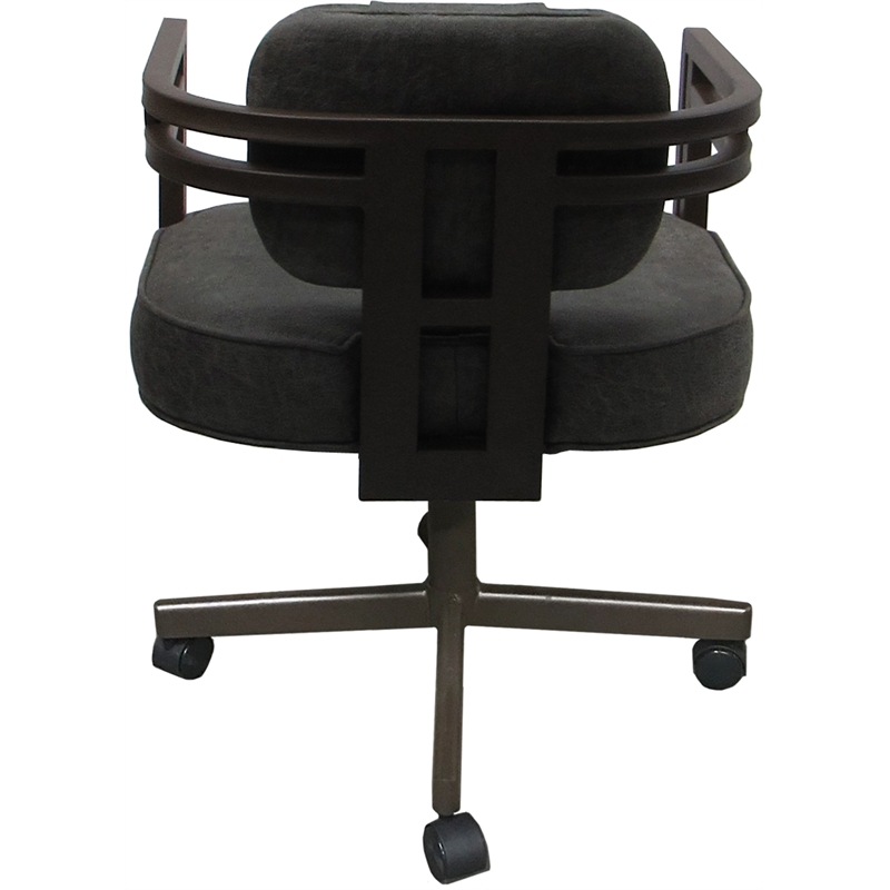 Pemberly Row Brown Swivel Dining Caster Chair in Northwest Elk Gray Fabric