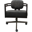 Pemberly Row Brown Swivel Dining Caster Chair in Northwest Elk Gray Fabric