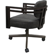Pemberly Row Brown Swivel Dining Caster Chair in Northwest Elk Gray Fabric