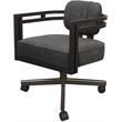 Pemberly Row Brown Swivel Dining Caster Chair in Northwest Elk Gray Fabric