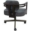 Pemberly Row Brown Swivel Dining Caster Chair in Outlier Charcoal Fabric
