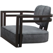 Pemberly Row Brown Swivel Dining Caster Chair in Outlier Charcoal Fabric