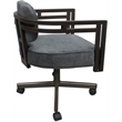 Pemberly Row Brown Swivel Dining Caster Chair in Outlier Charcoal Fabric