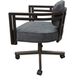 Pemberly Row Brown Swivel Dining Caster Chair in Outlier Charcoal Fabric