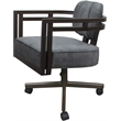 Pemberly Row Brown Swivel Dining Caster Chair in Outlier Charcoal Fabric