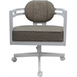 Pemberly Row White Swivel Dining Caster Chair in Plumley Cocoa Fabric