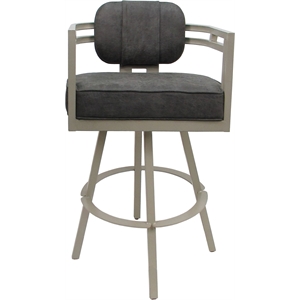Pemberly Row Beige Swivel Bar Stool 30&quot Seat in Northwest Elk Gray Fabric