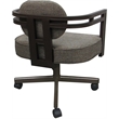 Pemberly Row Brown Frame Swivel Dining Caster Chair in Plumley Cocoa Fabric