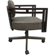 Pemberly Row Brown Frame Swivel Dining Caster Chair in Plumley Cocoa Fabric