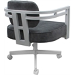 Pemberly Row White Swivel Dining Caster Chair in Outlier Charcoal Fabric