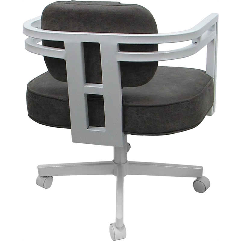 Pemberly Row White Swivel Dining Caster Chair in Northwest Elk Gray Fabric