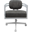 Pemberly Row White Swivel Dining Caster Chair in Northwest Elk Gray Fabric