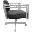 Pemberly Row White Swivel Dining Caster Chair in Northwest Elk Gray Fabric