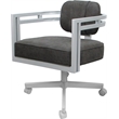 Pemberly Row White Swivel Dining Caster Chair in Northwest Elk Gray Fabric