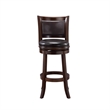 Pemberly Row Faux Leather Swivel Wood Bar Stool in Espresso Finish