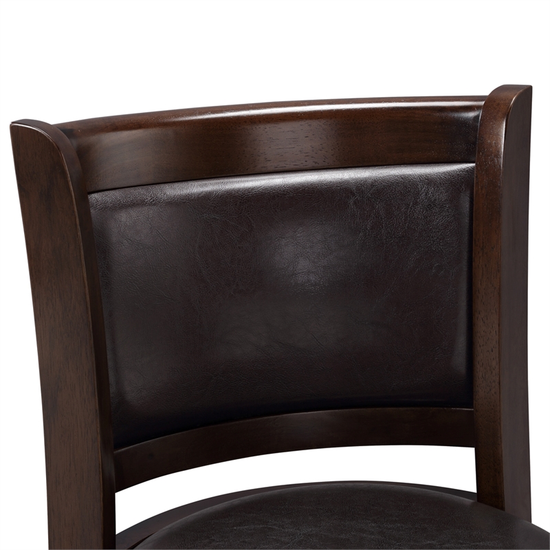 Pemberly Row Faux Leather Swivel Wood Bar Stool in Espresso Finish