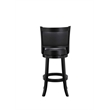 Pemberly Row Faux Leather Swivel Wood Bar Stool in Ebony Finish