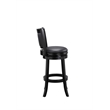 Pemberly Row Faux Leather Swivel Wood Bar Stool in Ebony Finish