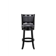 Pemberly Row Faux Leather Swivel Wood Bar Stool in Ebony Finish