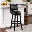 Pemberly Row Faux Leather Swivel Wood Bar Stool in Ebony Finish
