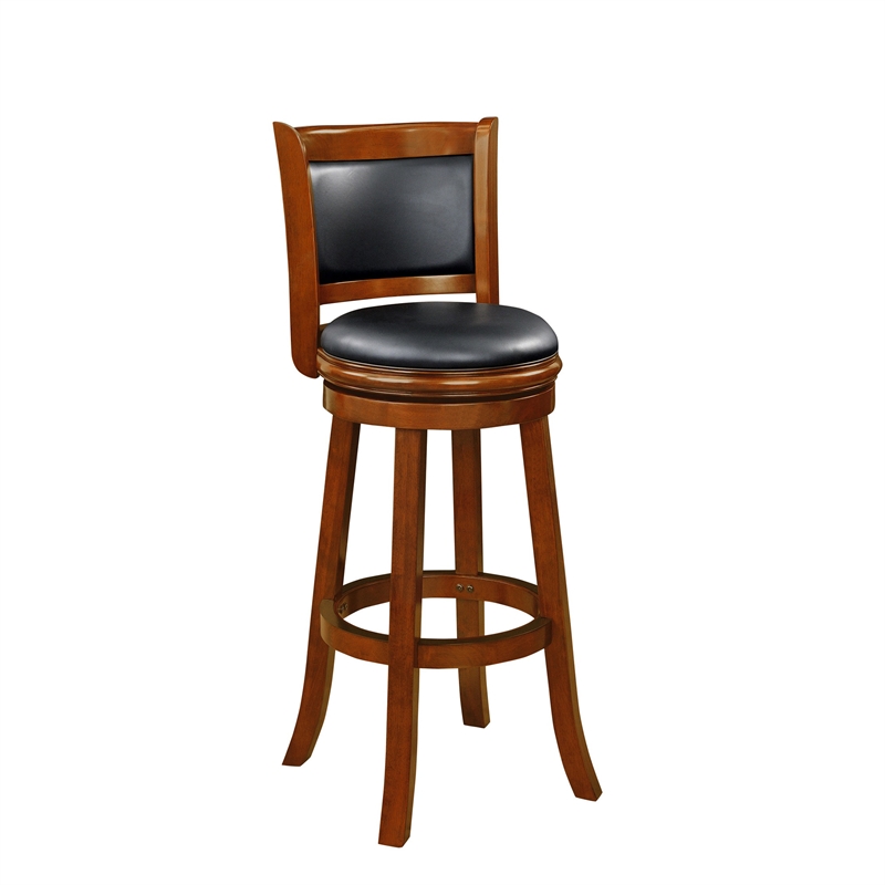 Pemberly Row Swivel Extra Tall Wood Bar Stool in Emberwood Finish