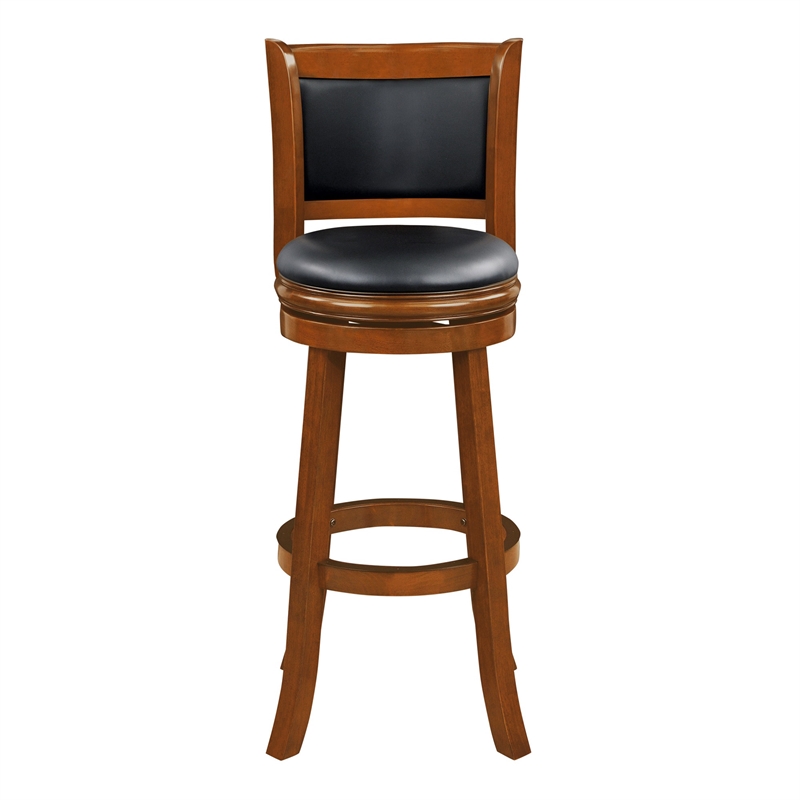 Pemberly Row Swivel Extra Tall Wood Bar Stool in Emberwood Finish