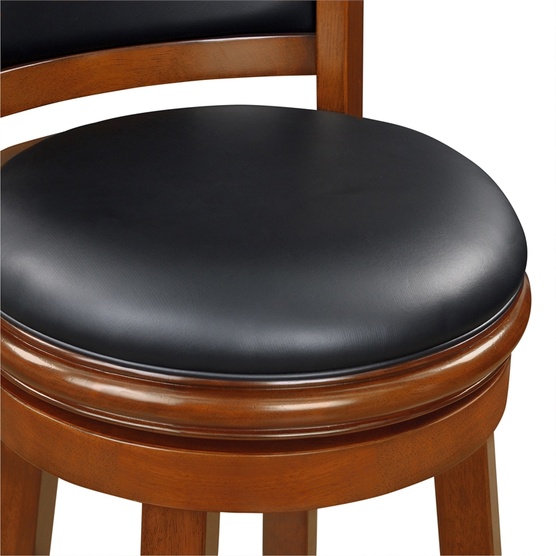 Pemberly Row Swivel Extra Tall Wood Bar Stool in Emberwood Finish
