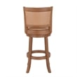 Pemberly Row Faux Leather Swivel Wood Bar Stool in Toasted Oak